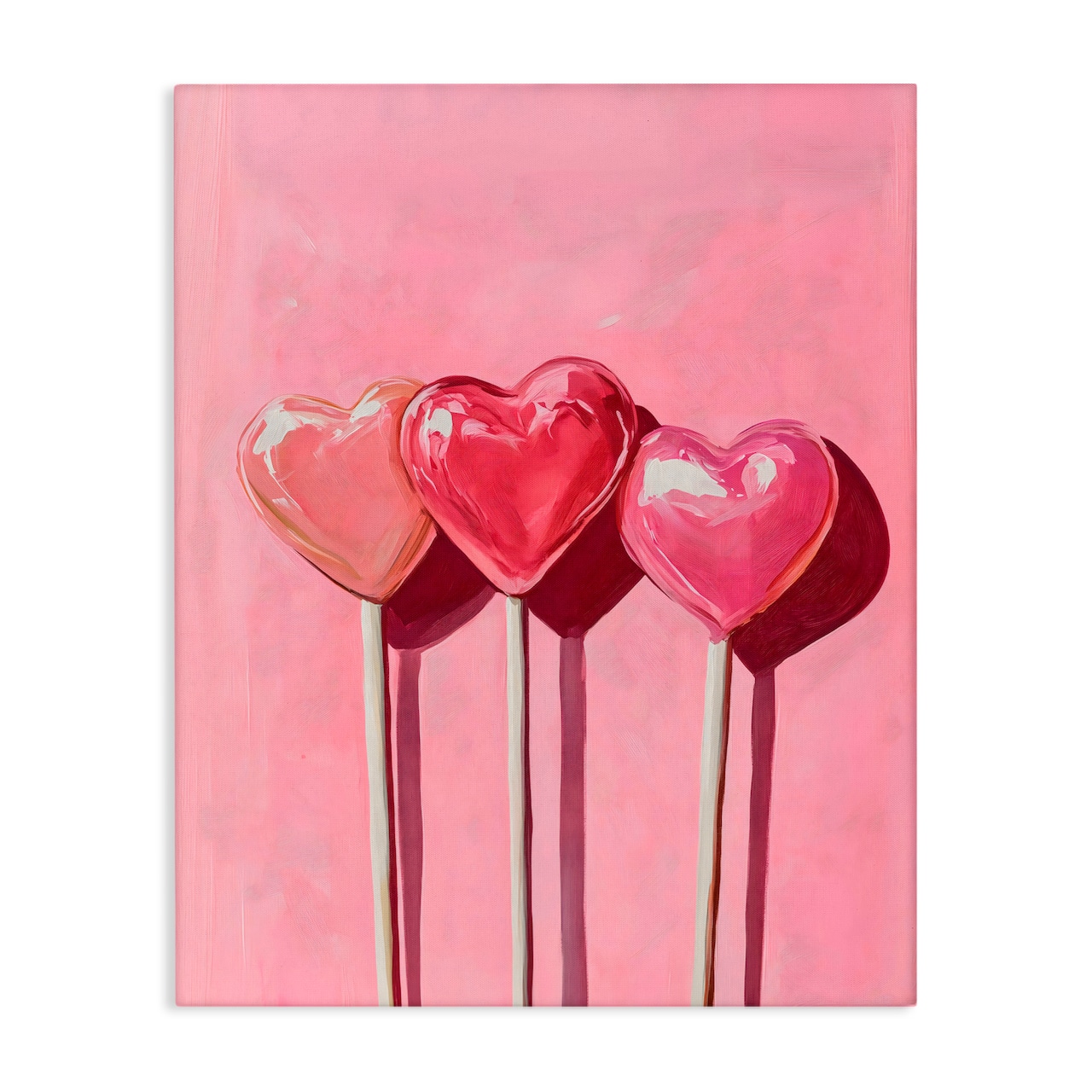 Stupell Industries Three Lollipops on Pink Canvas Wall Art